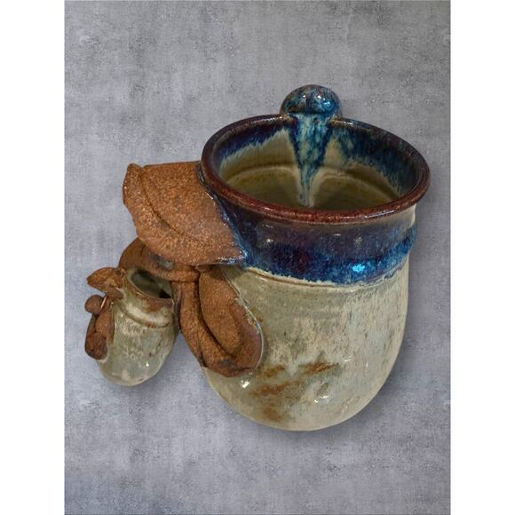 Vtg Robert Eakin Ugly Funny Face Stoneware Mug Handmade 3D Folk Art Pottery Cup - Picture 3 of 3